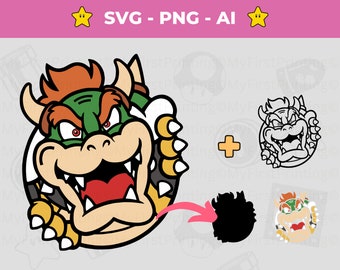 Bowser SVG: Mario Vector Cut File for Cricut, Silhouette (Digital Download)