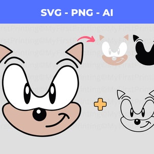 Sonic Face Layered SVG - Crea capolavori ispirati a Sonic - Download immediato del file di taglio del gioco Sonic per Silhouette, Cricut e artigianato