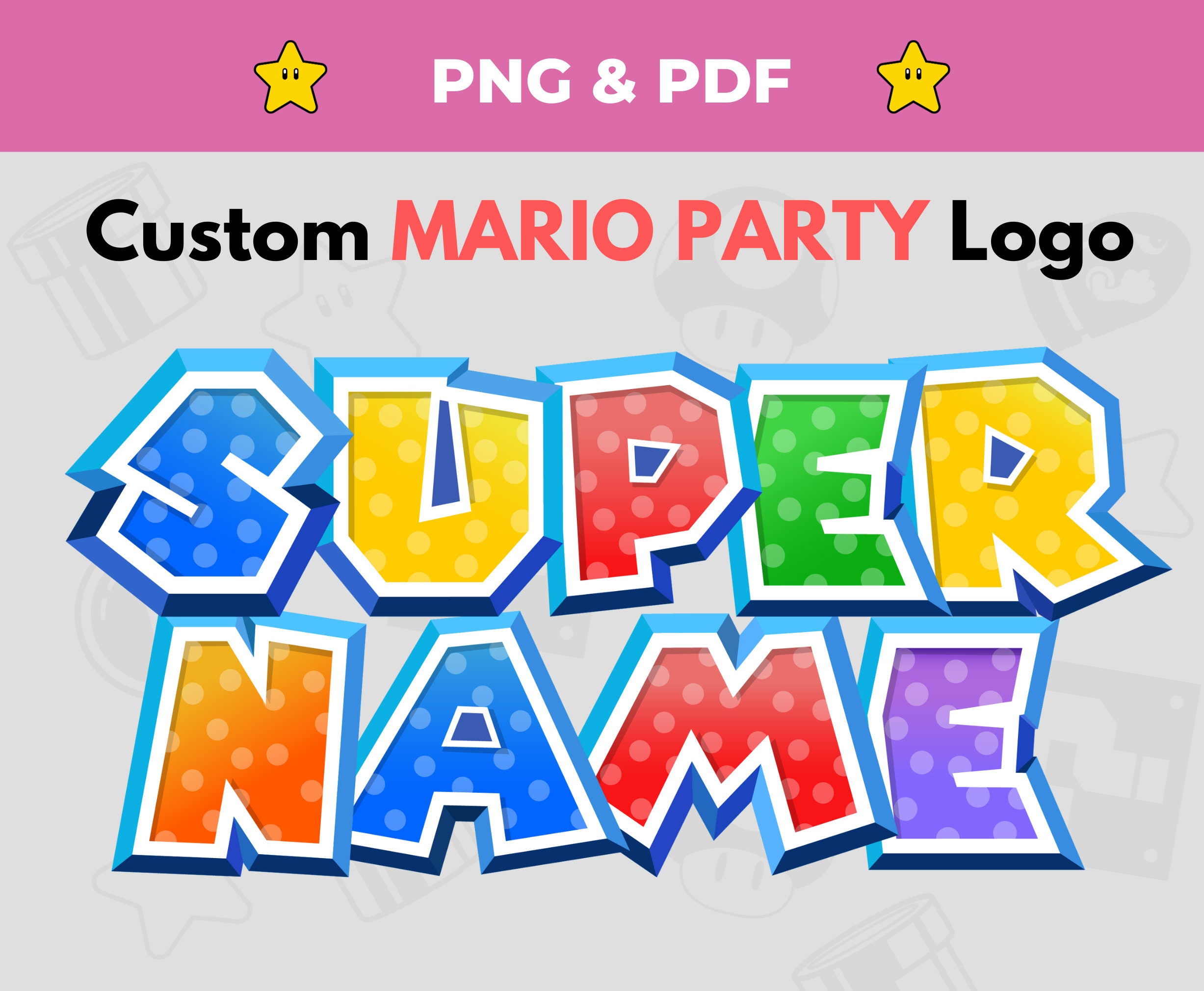 Custom Mario Name Mario PNG PDF File Themed Birthdays With - Etsy