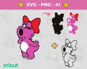Paquete de archivos SVG de Birdo: Gráficos del juego Super Mario, Cricut y Silhouette (Descarga digital)