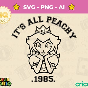 Numérique Princess Peach SVG, Princess Peach png Design, Super Mario Brothers, téléchargement immédiat