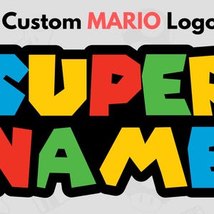 Super nom personnalisé svg, png, logo Birthday Party Boy avec police Mario, nom personnalisé, Mario Brothers svg, Silhouette & Cricut