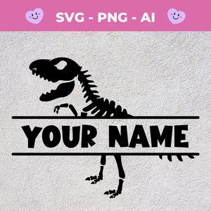 Digital Split Dinosaur SVG, T shirt svg Split monogram PNG, Personalized Name Frame, Dinosaur svg, Cricut Cut File vector, Instant Download