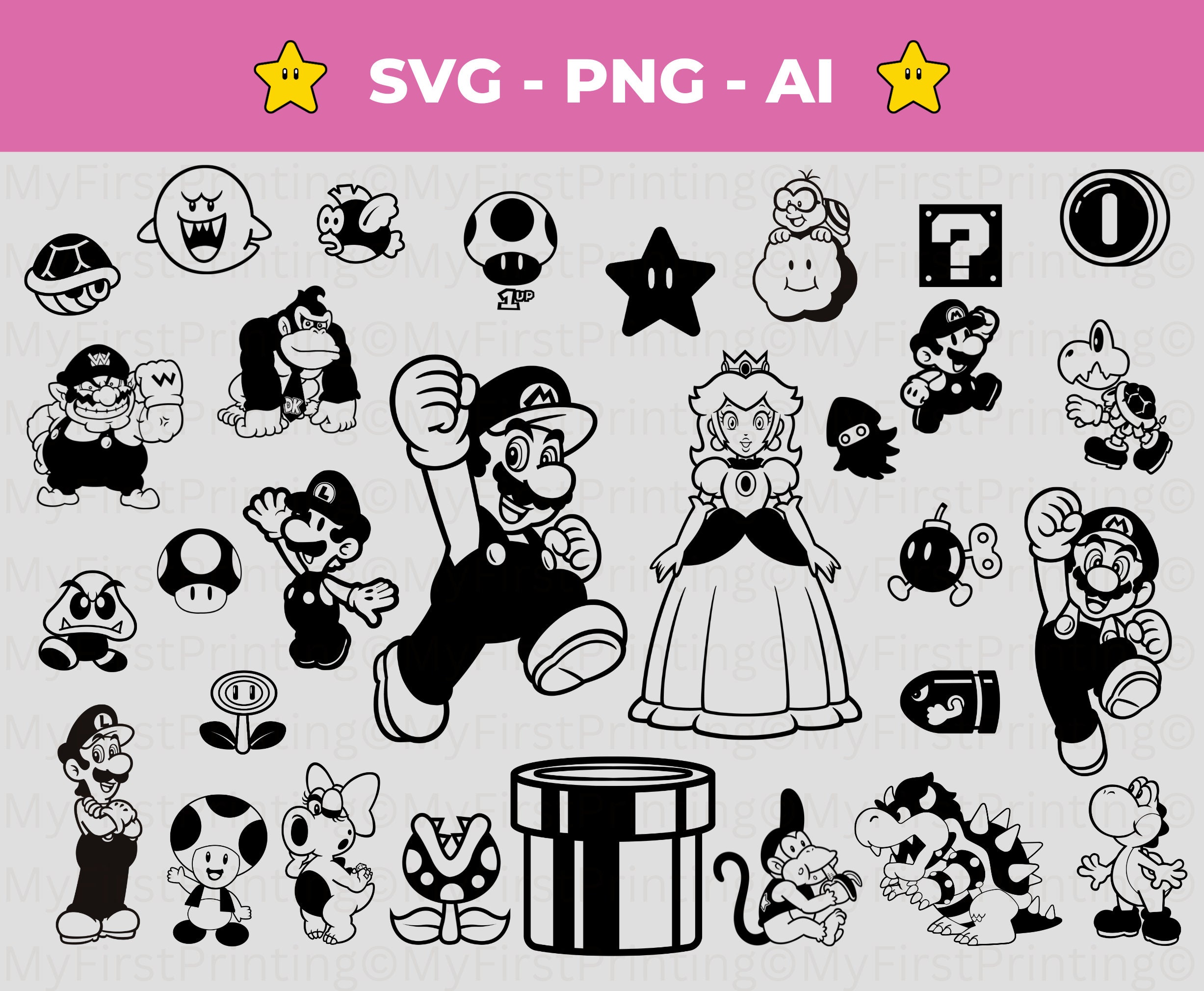 Mario Svg Mario Characters SVG Bundle: 30 Vector Cut Files (digital Download) - Etsy