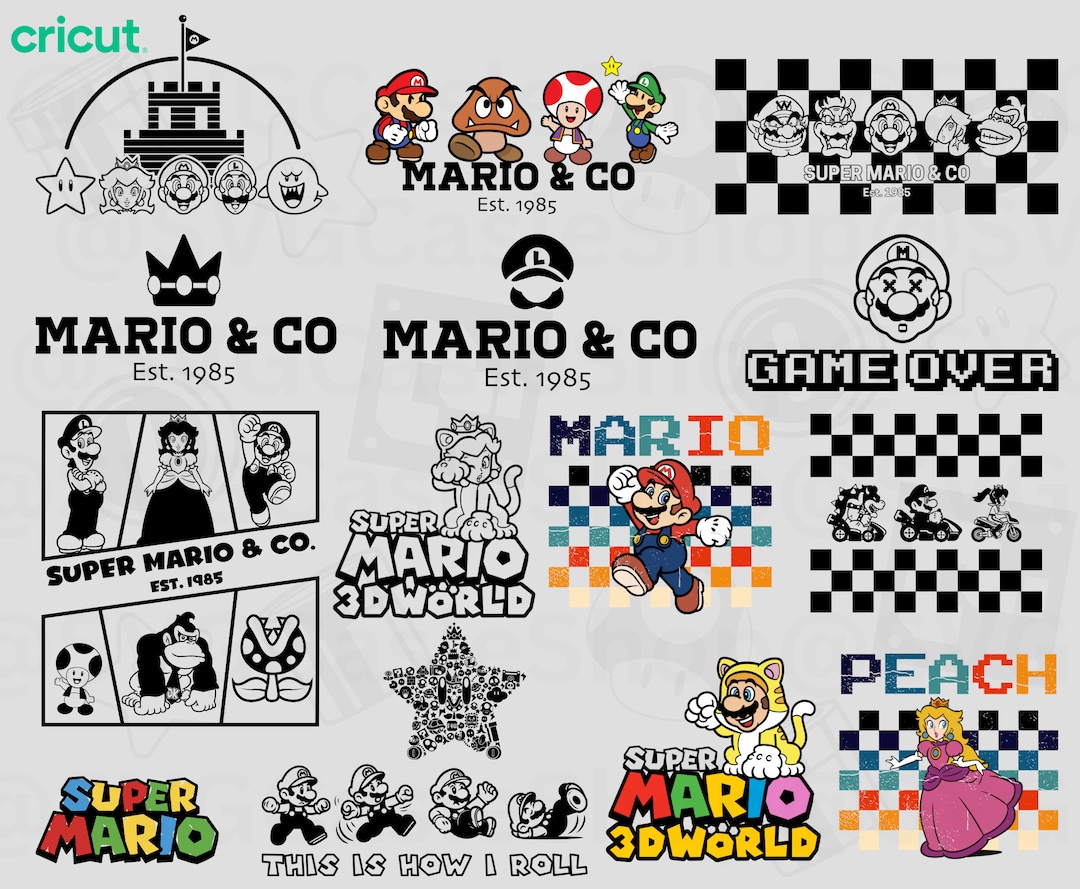Super Mario SVG Collection: Vector Cut File, PNG Sublimation (digital ...