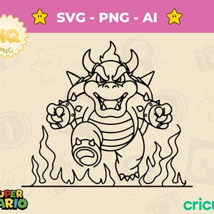 Super Mario Bowser SVG voor Cricut en PNG instant download, Super Mario SVG, Super Mario png, Instant Download