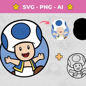 Kröte Pilz SVG, Super Mario, Vektor geschnitten Datei, Cricut Schichtdateien, Pilz svg, Mario Brüder svg, Instant Download