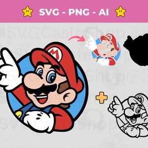 Digital Super Mario svg - Plotterdatei - für Cricut und Silhouette - Mario Brothers PNG - Mario Spiel - Instant Download
