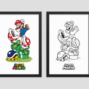 Impression d'anniversaire de Super Mario, conception d'art mural PNG, décoration de fête d'anniversaire, clipart Mario, impression décoration Mario, téléchargement immédiat