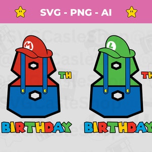 Super Mario 8. Geburtstag SVG PNG Cricut Cut Datei, Mario und Luigi Geburtstagsparty, Mario Geburtstagskind Geburtstagskind Geburtstagskind Geburtstagskind Geburtstagskind Geburtstagskind Geburtstagskind Geburtstagskind