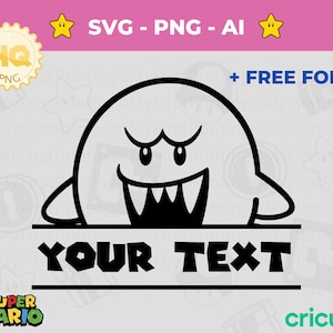 Boo Vorlage SVG PNG - Digitaler Text Vektor Schnitt Datei - Benutzerdefinierter Name - Sofortiger Download - Mario Schrift svg für Geist