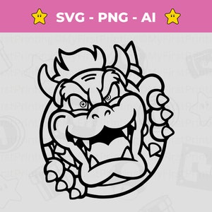 Digitale Mario Bowser Vektor-Gliederung Schnittdatei, Mario Charakter Sofort-Download, Bowser SVG, Vinyl-Design, Silhouette, Cricut