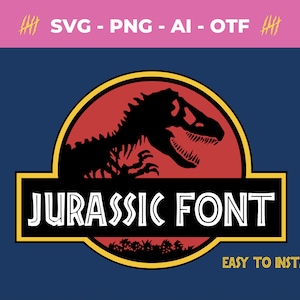 Instalar fuente Jurassic Park TTF Letras y números del alfabeto de dinosaurios Svg Png Clipart, Vector, Archivo de corte Cricut