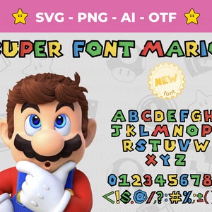 Einzigartige Mario-inspirierte Super Schriftart SVG PNG, Perfekt für Geburtstag, Basteln, Vektordatei, Alphabet svg, Mario Buchstaben Png, Instant Download