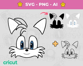 Tails Face Layered SVG - Craft Sonic-Inspired Masterpieces - Sonic Game Cut file Instant Download for Silhouette, Cricut & Crafting