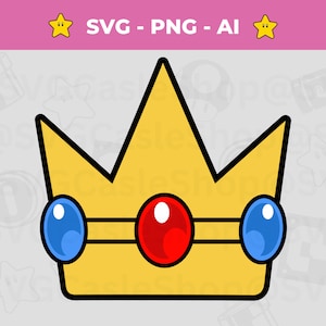 Princess Peach SVG Clip Art Crown SVG, Ready-to-Print Cricut and PNG Files, Printable Princess Peach png, Super Mario png, Instant Download