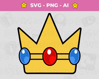 Princess Peach SVG Clip Art Crown SVG, Ready-to-Print Cricut and PNG Files, Printable Princess Peach png, Super Mario png, Instant Download