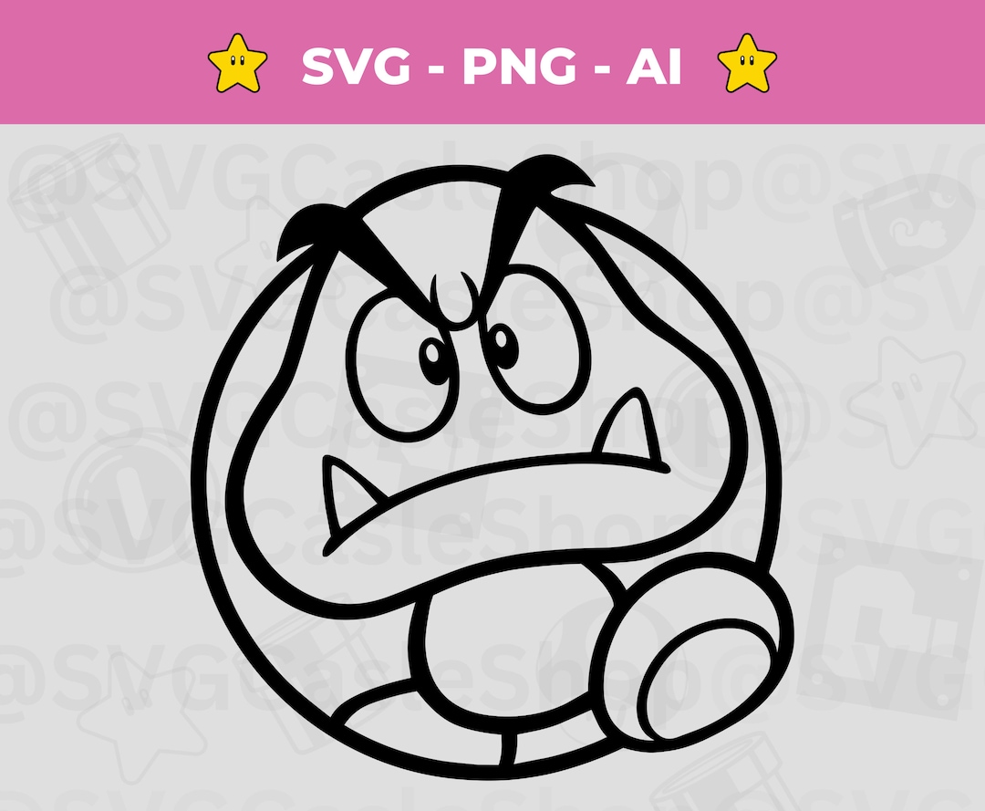 Goomba SVG Outline Mario Character Cut File for Cricut & Etsy