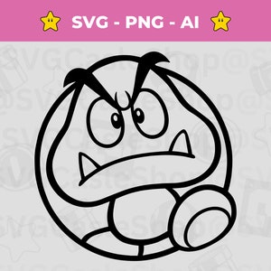 Fichier numérique Goomba SVG, Mario svg coupe, fichier Super Mario SVG PNG, Cricut, Silhouette, jeu Super Mario, téléchargement immédiat