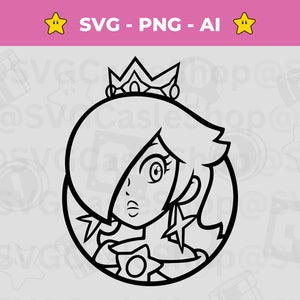 Prinzessin Rosalina Umriss SVG - Super Mario PNG - Mario Spiel - Vinyl Design, Schnittdatei Sofort-Download, Silhouette, Cricut, Heat Press-Datei
