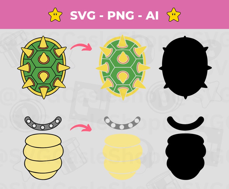 Bowser Costume SVG: Turtle Shell, Dragon Shirt (digital Download) - Etsy