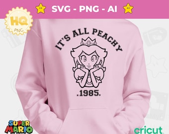 Princesa Peach SVG: Clipart de Super Mario para Cricut (Descarga digital)