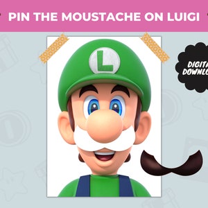 Pin the Moustache on Luigi Game for Kids - Birthday Party Activity Game ...