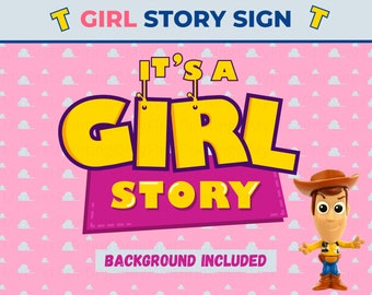 Toy Story Logo svg, It&#39;s a Girl Story Cake Topper Instant Download, Baby Shower Sign, Baby Announcement, PNG Toy Story Party