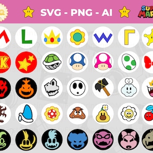 Mario Charakter Logo SVG Bundle, 35 Dateien mit Ebenen, Mario Clipart SVG PNG, Vektor Sofort Download, Cricut Cut Datei, Mario Brüder svg