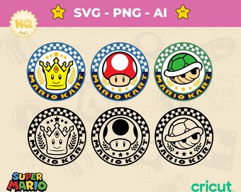 Mario Kart Badge SVG Bundle: Super Mario Character Cup Designs (Digital Download)