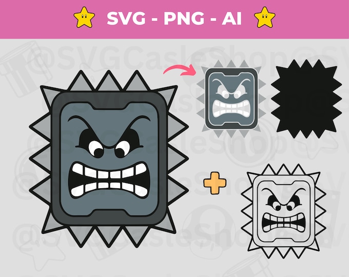 Thwomp- #1 Svg, Png, Pdf, Dxf - Etsy Canada