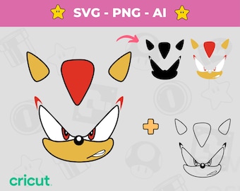 Shadow the Hedgehog Face SVG: Sonic Game Cut File (Digital Download)