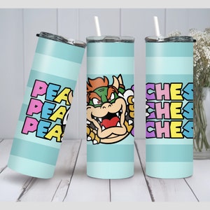Digital Super Mario Printable Bowser Tumbler Wrap Png, Tumbler Wrapping Game, 20Oz Skinny Straight, Instant download
