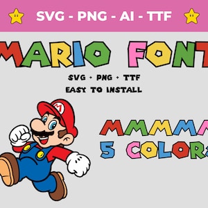 Fonte Mario svg | Alfabeto Mario PNG | Instalar fonte Mario ttf | Fonte instalável | Números Mario para Cricut | Fonte svg | Download digital