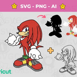 デジタルナックルズ レイヤード SVG - ソニックにインスパイアされた傑作を制作 - シルエット、クリカット、クラフト用のソニック ゲーム カット ファイル、即時ダウンロード