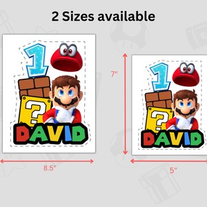 Custom SUPER Mario Birthday Cake Toppers Printable Mario Cake Toppers ...