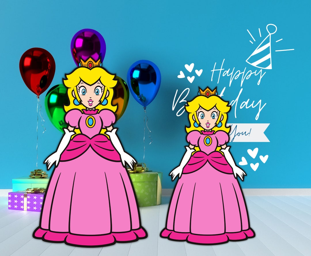Princess Peach Theme Classic Peach Cutouts Digital Birthday Backdrop ...