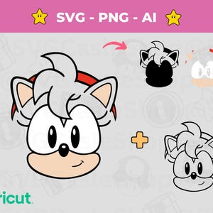 Amy Rose Face gelaagde SVG - Craft Sonic-geïnspireerde meesterwerken - Sonic Game Cut-bestand direct downloaden voor silhouette, Cricut & Crafting