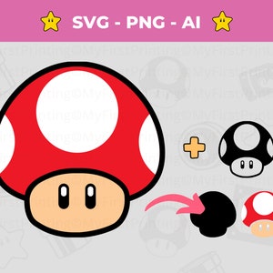 Mario Pilz SVG, Kröte SVG Sofortiger Download | Mario Spiel | Für Silhouette & Cricut | Mario Brüder svg