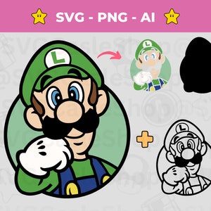 Digital Luigi SVG - Cricut Cut Datei Vektor - Super Mario PNG - Mario Bros Spiel - Brothers svg - sofortiger Download