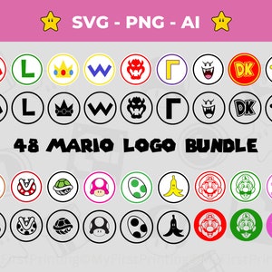 48 種類のマリオ ロゴ SVG バンドル - 任天堂のワンダーランドを作ろう - カットファイルをすぐにダウンロード | マリオ ブラザーズ SVG PNG | クラウン SVG