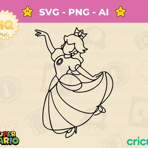 Digitale Prinzessin Peach SVG png Design – T-Shirt Clip Art für Cricut & Silhouette – Super Mario Schöpfung – Instant Download
