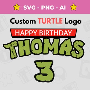 Nom personnalisé de tortue de mer, fichiers vectoriels SVG PNG | Tortue anniversaire Logo polices svg | Tortue PNG | Pour Silhouette et Cricut