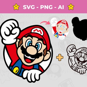 Mario SVG Bundle - Super Mario PNG - Mario Spiel - Cut Datei Sofortiger Download für Silhouette, Cricut & Crafting