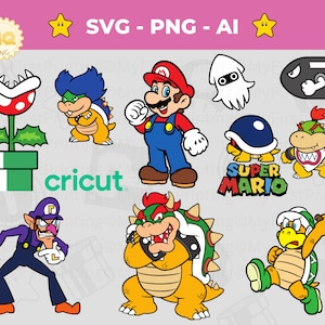 Super Mario SVG visage en couches - lot de 10 Super Mario SVG - téléchargement immédiat pour les fans de Nintendo - Mario Brothers svg png - Super Mario Shirts png