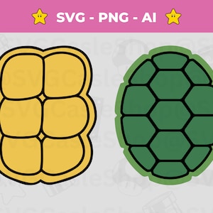 Disfraz de tortuga SVG PNG Vector Descarga instantánea Archivos en capas / Camisa de tortuga SVG / Caparazón de tortuga PNG / Para silueta y Cricut