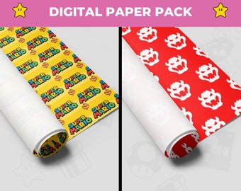 Papier cadeau Super Mario : papier numérique pour jeux vidéo (4 PNG)
