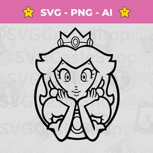 Digitale Prinzessin Peach SVG, Mario Charakter Vektor geschnitten Datei, Super Mario PNG, Cricut Cut Dateidesign, Mario Brothers svg, sofortiger Download
