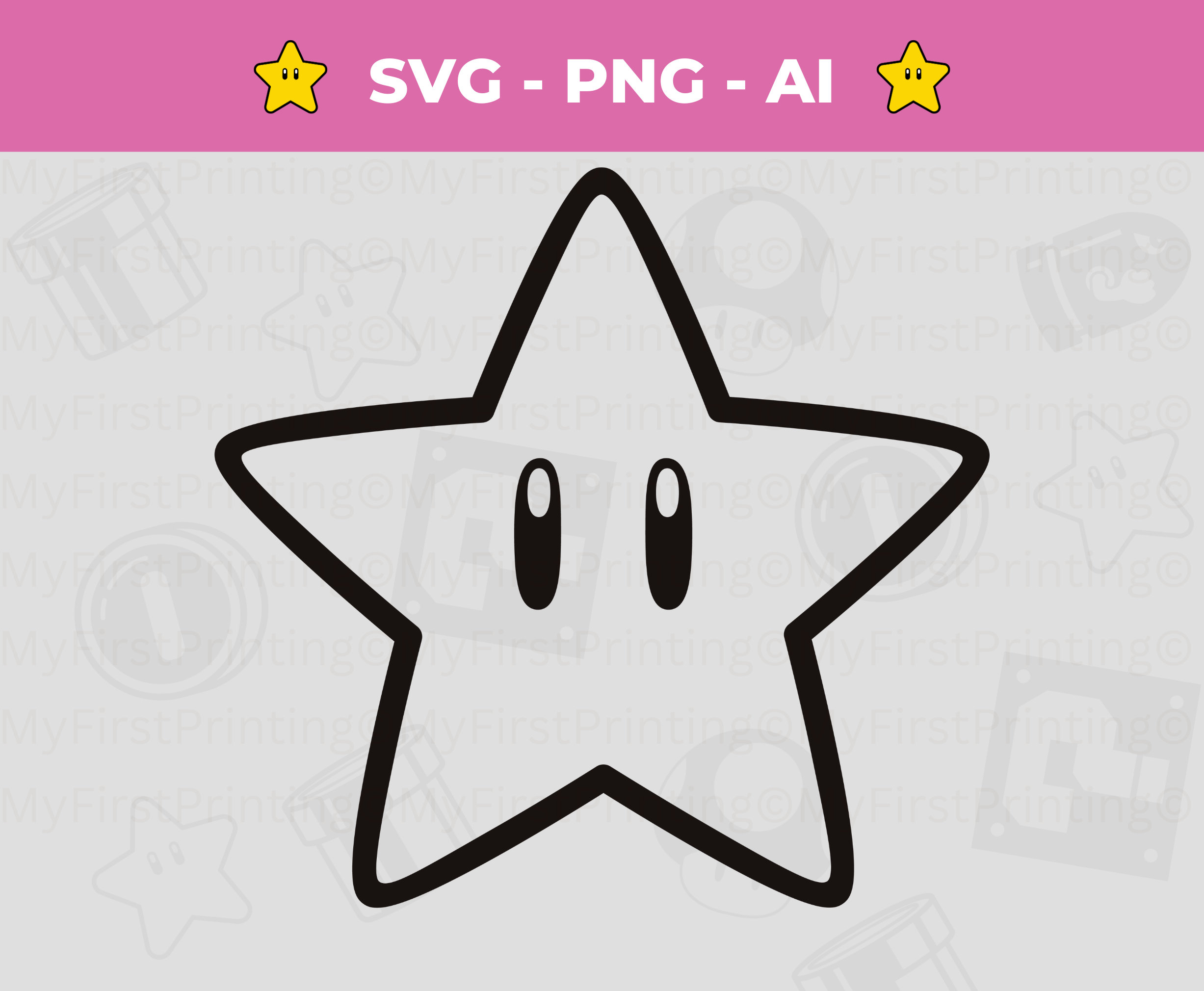 Mario Super Stars Outline Vector Cut File Digital SVG for - Etsy