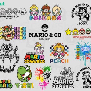 Super Mario SVG, kolekcja cyfrowa, koszulka svg, 14 Mario i Peach Design svg, Cricut Cut File Vector - natychmiastowe pobranie